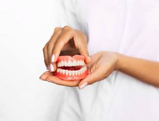 a closeup of dentures in San Juan Capistrano