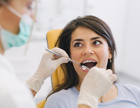 Woman having dental exam